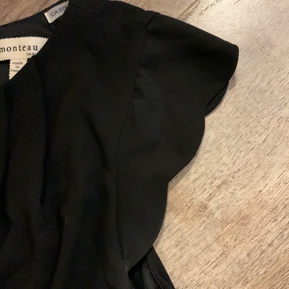 Monteau Los Angeles black women’s flowy cap sleeve blouse size S black - Picture 2 of 7